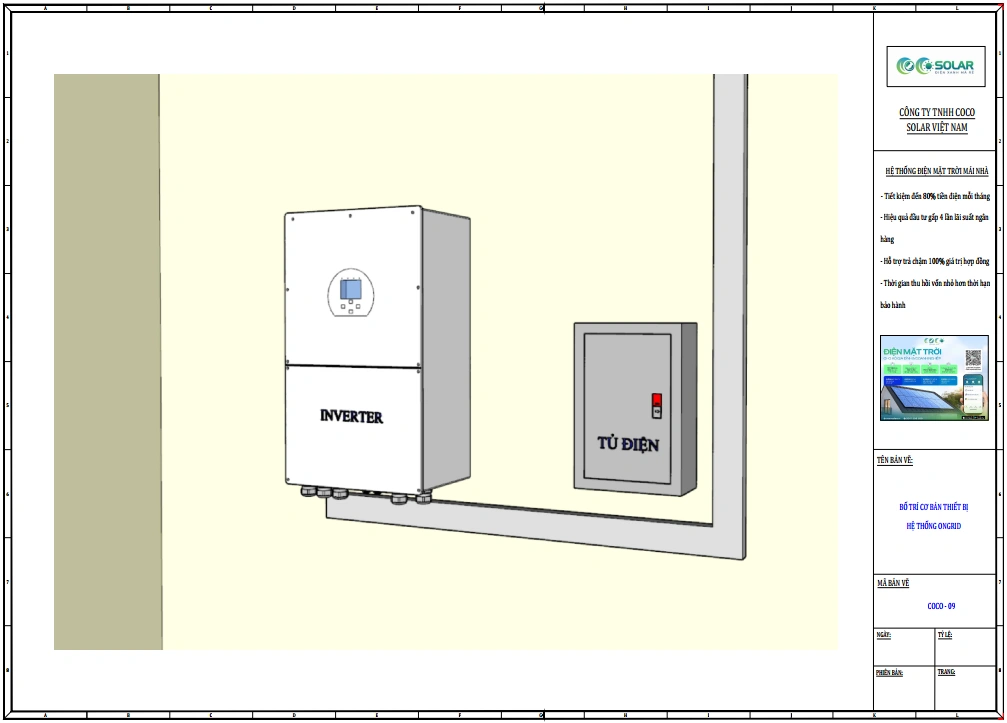Bản vẽ bố trí thiết bị hệ thống on grid
